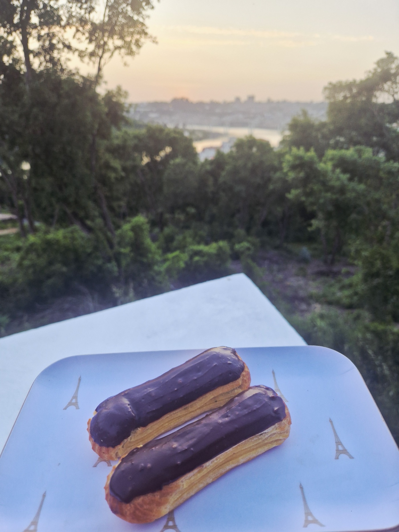 Chocolate-glazed éclairs prepared during the experience