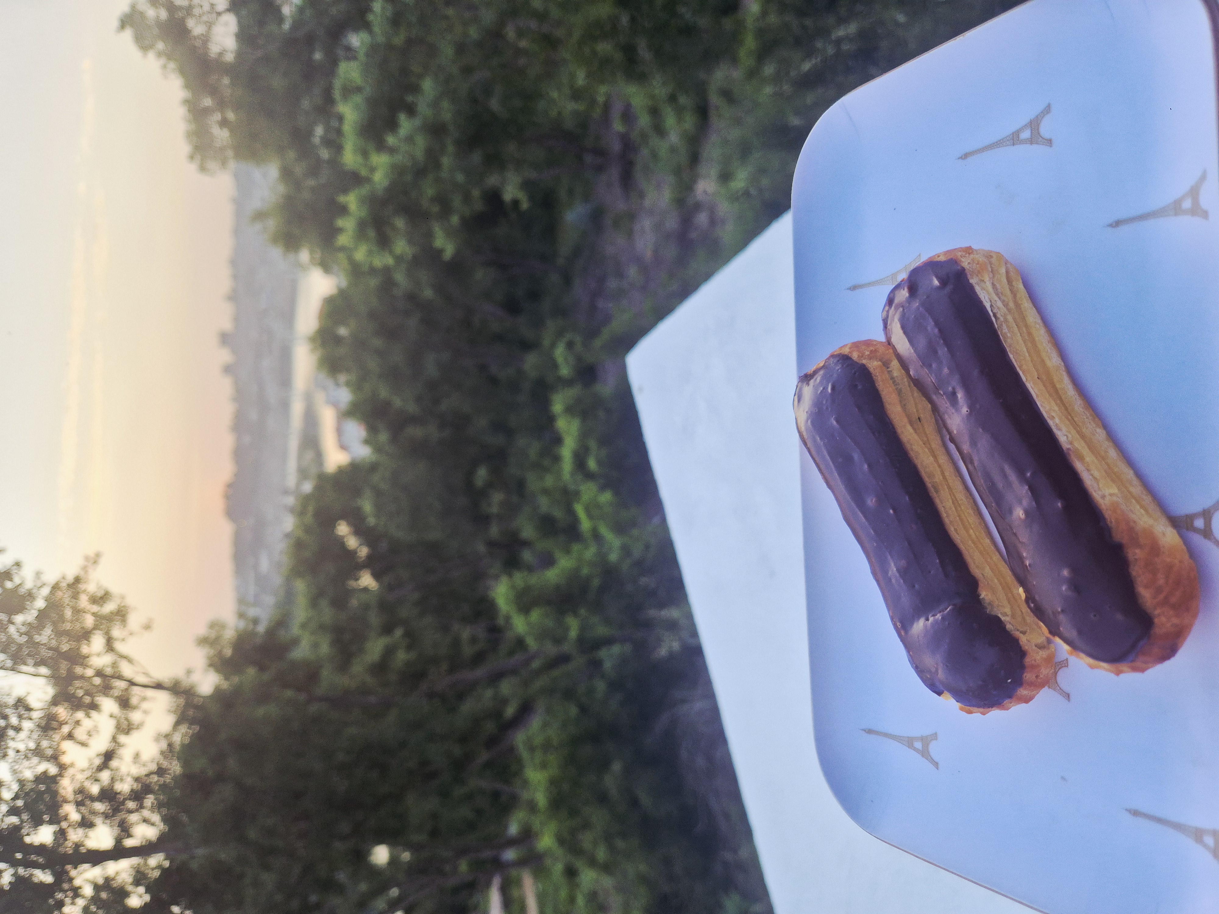 Chocolate glazed éclairs prepared during the experience